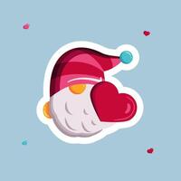 a cute gnome with a heart in his hands vector