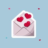 cute envelope with hearts vector