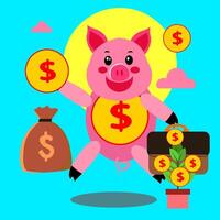 pink Pig Character vector graphic with any expression suitable for investment and bussines growth presentation and motion