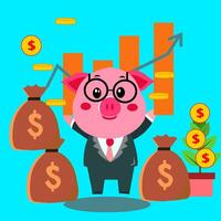 pink Pig Character vector graphic with any expression suitable for investment and bussines growth presentation and motion