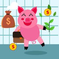 pink Pig Character vector graphic with any expression suitable for investment and bussines growth presentation and motion