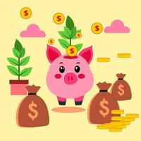 pink Pig Character vector graphic with any expression suitable for investment and bussines growth presentation and motion