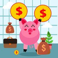 pink Pig Character vector graphic with any expression suitable for investment and bussines growth presentation and motion