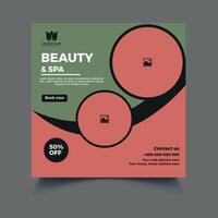 Beauty social media post template design, square banner template. vector