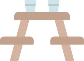 Picnic Table Flat Light Icon vector