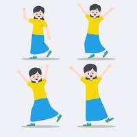 cute girl saying hello and pointing.suitable for promotion vector