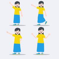 cute girl saying hello and pointing.suitable for promotion vector