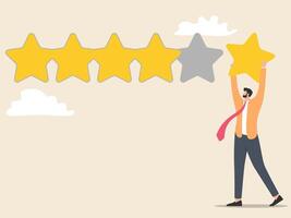 Customer feedback with star rating, user experience or client satisfaction, opinion for products and services, review rating or evaluation concept. vector