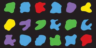 Random blotch, inkblot. Organic blob, blot. Speck shape. Splat, fleck graphic. Drop of liquid, fluid vector