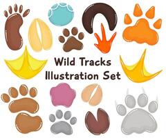 Cute Wild Tracks Illustration Set vector