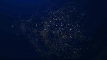 filmisch Partikel Übergänge mit dunkel Blau Hintergrund mit ein Star leuchtenden im das Himmel video