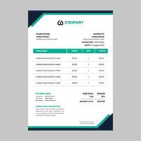 invoice vector template design in dark and green theme, minimal green invoice template