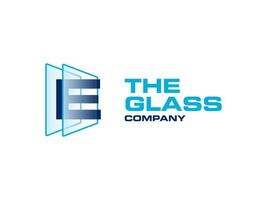 Creative Letter E glass for company logo, letter through crystal glass works symbol vector