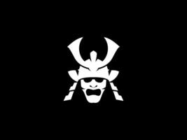 Samurai logo design inspiration. Vector illustration of a samurai with demon face. Modern vintage icon design template