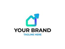 Home Investment logo, Real estate with arrow value vector logo. Home with Upgrade symbol - realty icons.