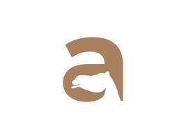 negative space camel letter a logo vector with solid color