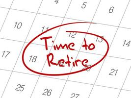 time to retire words circle marked on a calendar with isolated white background vector