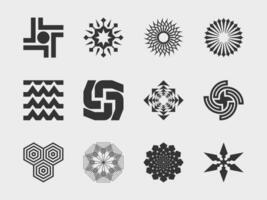 abstract collection 2 graphic geometric symbols and objects in y2k style. Templates for notes, posters, banners, stickers, business cards, logo. vector