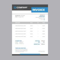 Template of unfill paper tax invoice form, Invoice template vector blue and black design