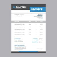 Template of unfill paper tax invoice form, Invoice template vector blue and black design