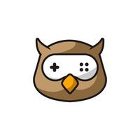 Wise Gaming Abstract Vector Sign, Symbol or Logo Template. Flat Style Gamepad Icon Incorporated in an Owl Face