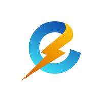 Initial letter E thunder logo, thunderbolt letter E symbol, letter E to electricity,logo symbol vector