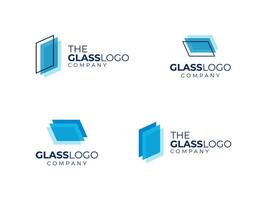 creative glass company logo, three blue crystal glass works symbol vector