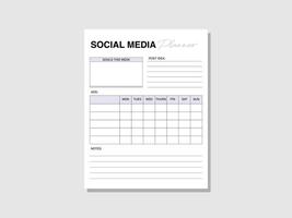 Blank Minimalist Content Social Media Planner Template vector