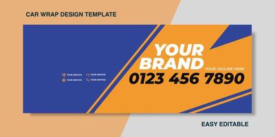 Abstract Shape Company car sticker wrap design. Abstract graphics design for company car. Corporate Car mockup. Vehicle branding graphics. Business flyer Editable vector template