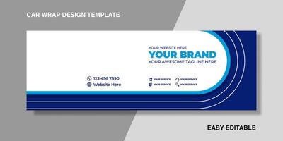 Concept of Van branding identity stripes wrap design. Mockup Template for Branding and Corporate identity design of blue colors on Cargo Van vector