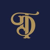 Creative elegant line curve vector logotype. Premium letter TD or DT logo design. Luxury linear creative monogram.