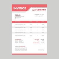 minimalista factura fácil a editar y personalizar, con un soltero página factura con rojo y gris diseño vector