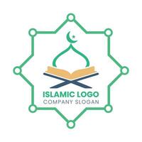 Islamic logo template, Ribbon islamic dome palace logo design template. Mosque logo ideas. inspiration logo design. template vector illustration.