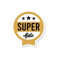Super Sale Label Badge Design Sticker with Black and Gold Concept vector