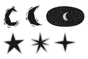 Starry night sky cordel style woodcut xylo vector