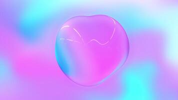 Bubble with transparent surface on iridescent color gradient background. Abstract sphere animation. Trendy pastel background. 4k, 60fps video loop.