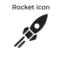 básico negro vector íconos con un cohete icono conjunto