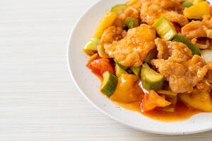 Stir fried sweet and sour sauce with pork photo