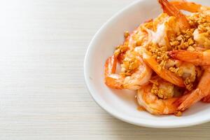 fried shrimps or prawns with garlic photo