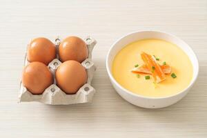 Steamed egg with crab stick photo