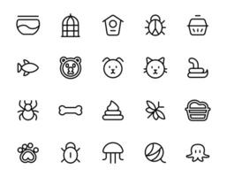 Simple Set of Pet Related Vector Line Icons.