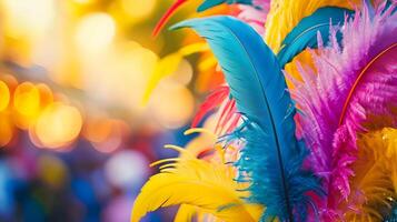 AI generated a close up of a bunch of colorful feathers photo