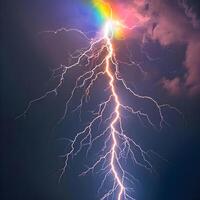 AI generated a rainbow colored cloud with a lightning bolt photo