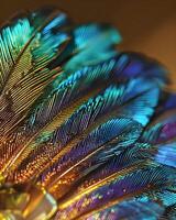 AI generated a close up of a colorful peacock feather photo