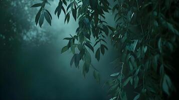 AI generated a branch of a tree in the middle of a forest photo