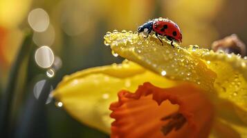 AI generated a lady bug sitting on top of a yellow flower photo