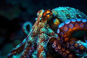 AI generated a close up of an octopus on a coral photo