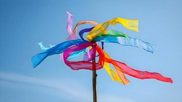 AI generated a colorful kite is flying in the blue sky photo
