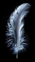 AI generated a white feather on a black background photo