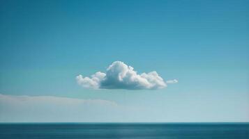 ai generado un solitario nube flotante en el medio de el Oceano foto